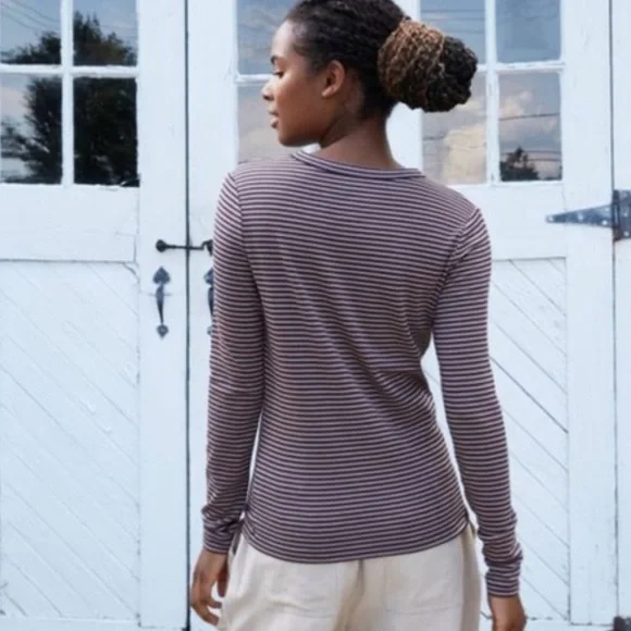 A New Day Stripes Long Sleeve Tee Top Size Medium - Picture 3 of 9